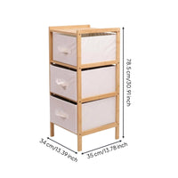 Bamboo Storage Rack Pull Handles Textile Drawer Shelf Wheels