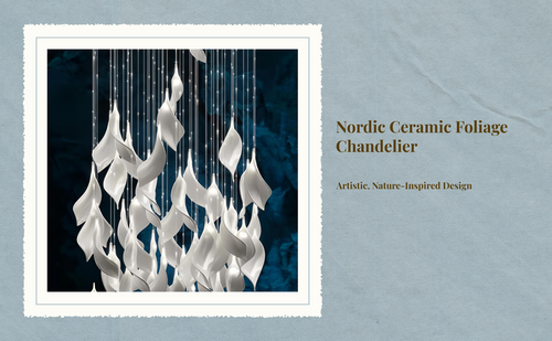 Nordic ceramic leaf chandelier, adjustable