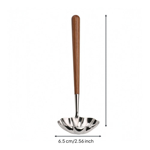 Long-Handled Soup Spoon Mirror-Polished Kitchenware Lotus-Petal Shape