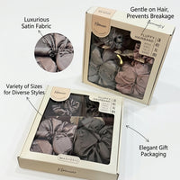 Satin Hair Scrunchies for Women Voluminous Large Scrunchie Set for Girls, Soft Ponytail Holder Bobbles, Rose