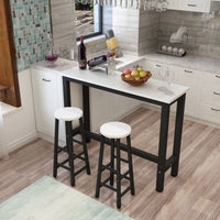 Wall Side Long Table Narrow Bar Table Space Saving Console Breakfast Bar Steel Frame Suitable for Restaurant Owners Apartment Dwellers Kitchen Cafe Balcony Home Decoration