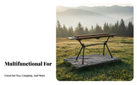 Slatted Roll-Top Stand Lightweight Portable Table Sturdy Frame for Campers