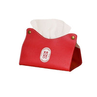 Red Leather Tissue Box with Double Happiness for Wedding Decoration