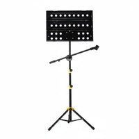 Foldable Folding Sheet Music Stand Audio Pickup Clip Floor Music Stand Easy to Stow Sturdy for Musicians, Practice Room, Stage, Home