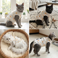 Cat Neutering Suit, Breathable Post Surgery Clothing with Tie Closure, Four-Leg Anti-Lick Design, Full Body Recovery Wear After Surgery