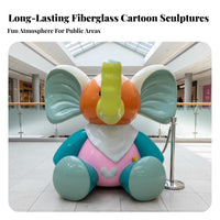 Fiberglass Cartoon Statue Weather-Resistant Large Animal Figure Sturdy Commercial Character Sculpture for Mall Managers, Theme Parks