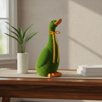 Flocked Duck Statue Weather Resistant Duck Garden Statue Hand-Crafted for Patio, Pondside, Balcony