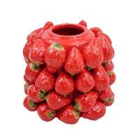 Strawberry-Shaped Vase Glossy Strawberry Vase Whimsical for Home Decor, Tabletop