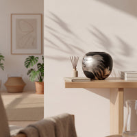 Vase with Brushstroke Decoration Decorative Bulbous Vase Modern Chinese