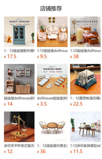 1:12 Scale Miniature Wooden Table and Chair Set for Dollhouse Kitchen