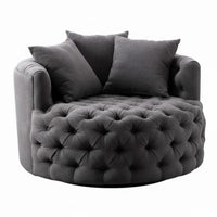 Tufted rotating Armchair Round Barrel Shape Household Furniture Minimalist Aesthetic Plush pad for Interior Decorators, Adults