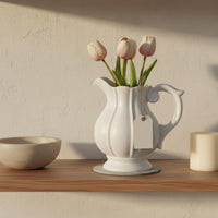 Fluted Flower Pitcher Elegant Design Decorative Jug with Handle Retro Design