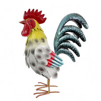 Iron Cockerel Ornament Speckled Outdoor Cockerel Ornament Handmade for Courtyard