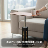 Curved-Shaped Elevating Table Vintage Design & Appearance Living Room Furniture Height-Adjustable Sturdy Construction