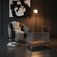 Rolling Laundry Basket Silver-Toned Wire Laundry Basket Ventilated Design