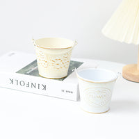 Mini Vintage Iron Bucket Flower Pot for Succulents, Desktop Decor