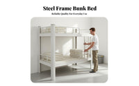Strong Load-Bearing Steel Bunk Bed Stable Dormitory Bunk Bed Rust-Proof Easy Assembly for Students, Employees, Roommates, Dorm Room, Rental Home, School, Small Apartment