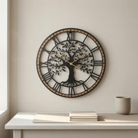 Tree Wall Timekeeper Gold-Tone Hands Roman Numeral Wall Timekeeper Decorative
