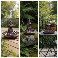 Meditating Witch Bird Feeder Purple Witch Statue Feeder Weather-Resistant