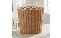 Round Handwoven Basket Rim Paper Rope Basket Decorative