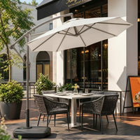 Offset Patio Umbrella with Weighted Base Heavy Duty Cantilever Patio Umbrella with Rolling Stand Waterproof for Homeowners, Backyard, Poolside, Garden