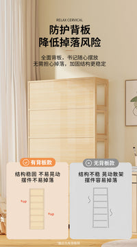 书架家用实木书柜一体靠墙边落地多层置物架防尘简易带门储物柜子 实木三层50---加厚实木板+亚克力高清展示