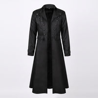 Long Coat with Stand Vintage-Styled Double Breasted Overcoat Retro Outerwear for Men, Theater Performances, Halloween, Themed Parties