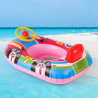 Thickened Material Kids Pool Buoy with Steering Wheel Leak-Proof Inflatable Car Boat Skin-Friendly Toddler Swim Seat for Toddlers, Babies, Beach, Summer Vacation