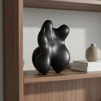 Black Abstract Sculpture Luxury Accent Biomorphic Art Figurine Unique Design