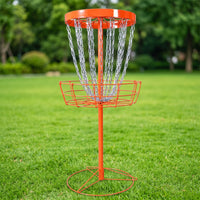 Outdoor Disc Golf Basket with Chains All-Metal Portable Disc Golf Target Heavy Duty Freestanding for Athletes, Backyard, Park