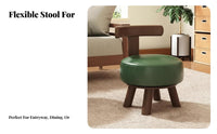 Round Swivel Ottoman Solid Wood Construction Low Stool Padded Seat for Children