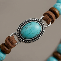 Handmade Turquoise Necklace Women, Boho Western Choker, Turquoise Beads Pendant Necklace for Concert Outfits