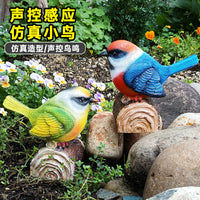 仿真感应会叫小鸟摆件户外庭院花园装饰品树脂工艺品动物摆设造景