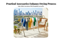 Sturdy Construction Foldable Clothes Drying Rack Space Saving Extendable Laundry Rack Rust-Resistant Extendable Laundry Stand Large Capacity for Homemakers, Apartment Dwellers, Balcony, Indoor, Outdoor, Bedroom