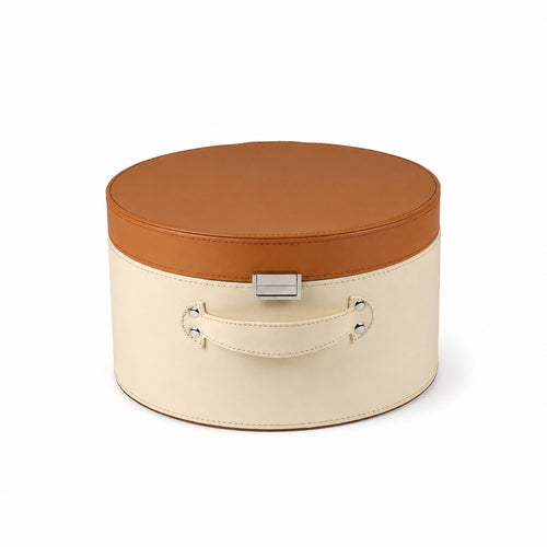 Round Storage Box with Lid Luggage-Styled Cylindrical Storage Box Decorative Cylindrical Container with Lid for Bedroom, Closet
