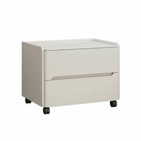 sturdy Wood Frame Rolling Drawer Cart Sintered Stone Top Nightstand Modern design Bedside Table with casters for Homeowners, Students, Small Spaces, Guest Room, Kitchen, Bathroom