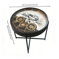 Side Table with Clock Decorative Furniture Compact for Lounge, Study, Decorators