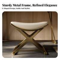 Vanity Bench Light Luxury design airframeframe Base Pouf Soft paded Top for Entryway
