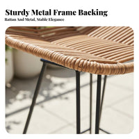 Woven High Stool Weather Resistant Woven Highrear Support Stool Breathable Weave Built-in Footrest for Bar Owners, Cafe, Deck