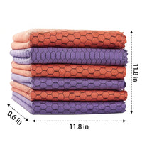 Mixed Color Microfibre Cleaning Cloths, 30cm Glasses Cleaning Cloth for Mirrors and Kitchen, Streakclear Geometric Microfiber