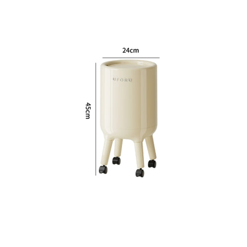Wheeled Garbage Can with Lid 360° Rotating Wheels Tall Trash Can with Legs