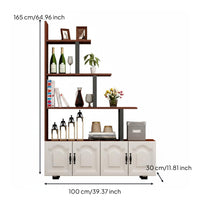 Room Divider Shelving Unit Display Shelf with Cabinet Freestanding Partition Shelf Hall Tree Bookshelf Sturdy Steel Frame Modern Wood Suitable for Living Room Entryway Bedroom