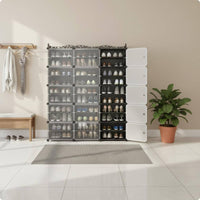 Modular Shoe Cabinet Multi-Layer Dustproof Shoe Cabinet Translucent Front Panels