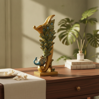 Peacock Vase Ornate Sculpture Tall for Living Room, TV Cabinet