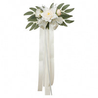 Chair Back Flowers with Ribbons Tied-on Floral Arrangement Realistic for Brides