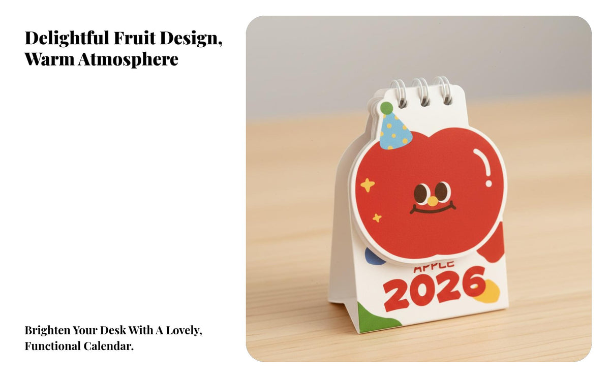 Mini Desk Calendar, Cartoon Fruit, Student, Cute Table Decor