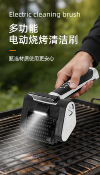 跨境爆款充电304不锈钢滚轮烧烤刷带LED灯无刷毛清洁烧烤重油污刷