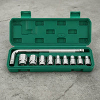 L-Shaped Socket Wrench Set Textured Grip Socket Wrench Set with Case Chrome-Finished Tool Kit with Storage Case for Mechanics, Home Repairs, Workshop