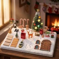 43 Pieces Mini Christmas Scene Set Mixed Material Seasonal Decoration Detailed