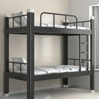 Metal Bunk Bed Black Iron Bunk Bed Space-Saving Furniture for Students, Teens, Dorm Room, Accommodation for Students, Shared Bedroom